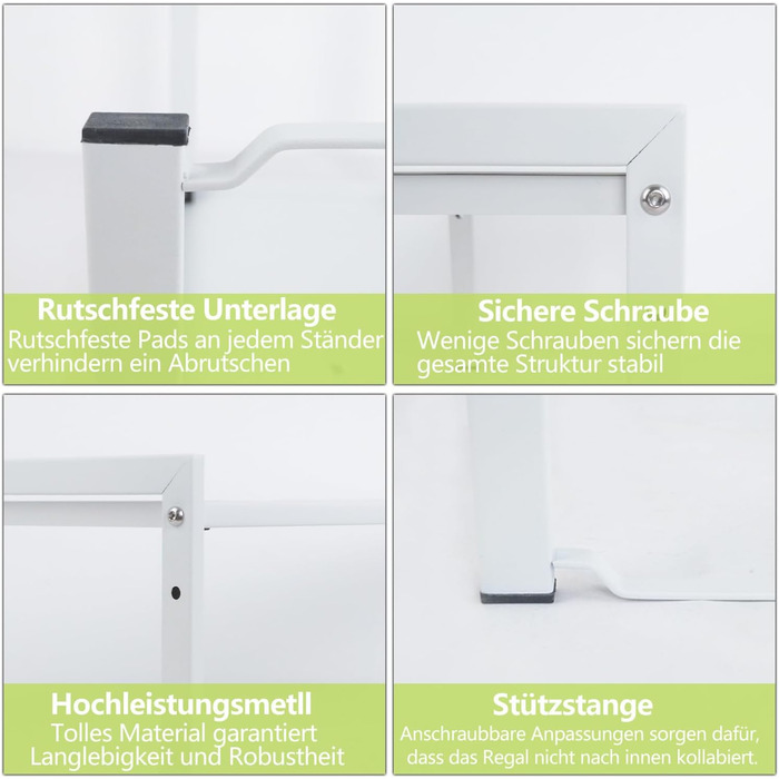 Розширювана полиця для шафи, 66 см, штабелюваний органайзер для кухонної стільниці, кухонна полиця для спецій, полиця для комори, регульований органайзер для шафи, полиця для зберігання речей для кухні та офісу (2 шт., білий M) Білий 2 шт., білий M