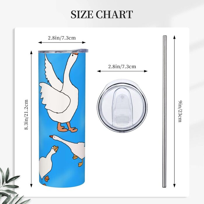 Кухоль з прямою трубочкою, 590 мл, білий гусячий будиночок, дорожній кухоль з принтом, підходить для кемпінгу, офісу та дому