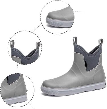 Водне взуття, гумові чоботи, нековзні, для риболовлі, катання на човні, роботи, чоловічі, для подорожей та походів, сірі, 38 2/3 EU