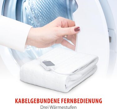 Ковдра з підігрівом Alpina - 80 x 150 см - Підковдра з підігрівом 60 Вт - Ковдра з підігрівом та 3 режимами нагріву - Можна прати в пральній машині на циклі для вовни - Клас захисту II - Поліестер - Білий