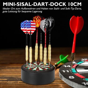Міні-док для дротиків із сизалю 10 см - Підставка для дротиків Тримач для дротиків - Офіційна міні-репліка док-станції для дротиків - Зберігайте свої дротики будь-де 10 см 1