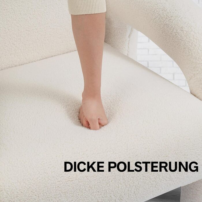 Крісло Lia, крісло для відпочинку, одномісний диван у букле - одномісне крісло, м&39яке крісло, диван до 120 кг - елегантне крісло, диван-гойдалка, крісло-реклайнер для вітальні, спальні в білому кольорі