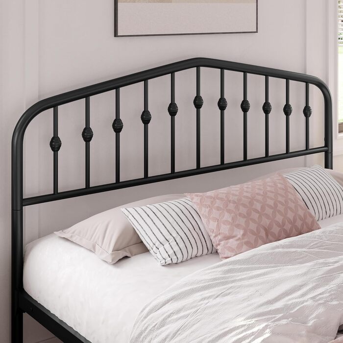 Каркас ліжка Yaheetech 160 x 200 см, вінтажне металеве ліжко з узголів&39ям у формі корони, міцний каркас двоспального ліжка з металу, надійне та легке складання, гостьове ліжко, дитяче ліжко, кушетка, чорний колір 160 x 200 см