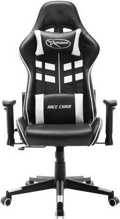 Ігрове крісло чорно-біле зі штучної шкіри