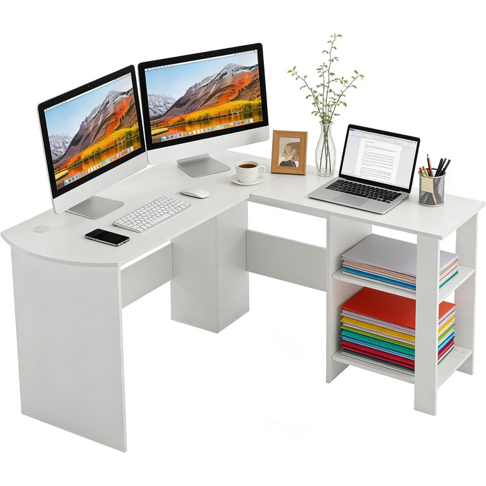 Комп&39ютерний стіл Офісний стіл з тримачем для навушників та сумкою для зберігання Невеликий стіл для навчання Дерев&39яний ПК стіл Офісний стіл для домашнього офісу 51 дюймів білого кольору