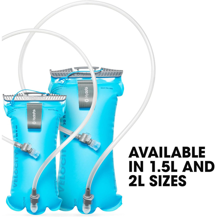 Гідратор HydraPak Velocity (1.5 л) Плоский резервуар для води Самогерметичний клапан для пиття, герметичний, повністю розбірний та придатний для миття в посудомийній машині, блакитний Malibu, 1.5 л