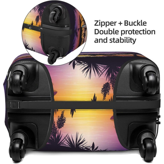 Чохол для валізи Літня пальма, міцний захист для багажу розміром 45.7-81.3 см, малий, чорний