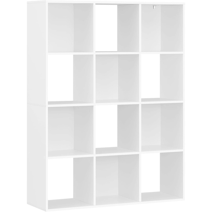 Книжкова полиця eSituro з 12 відділеннями, окремостояча кубічна полиця, відкрита полиця-перегородка для кімнати, сучасна стояча полиця, для вітальні, дитячої кімнати, офісу, спальні, 9120x29 см, білий