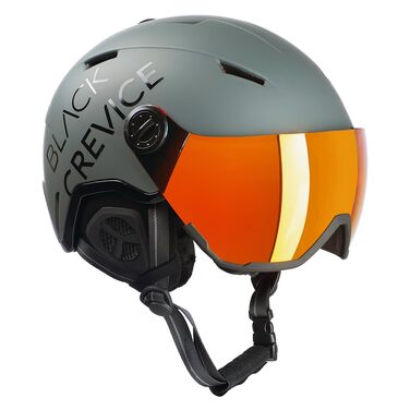 Лижний шолом BLACK CREVICE Vail Лижний шолом у стилі Pilot із козирком Чоловічий та жіночий лижний шолом Полікарбонатний лижний шолом Дихаючий лижний шолом Регульований розмір M (55-58 см) Матовий рушничний метал/Блискучий чорний