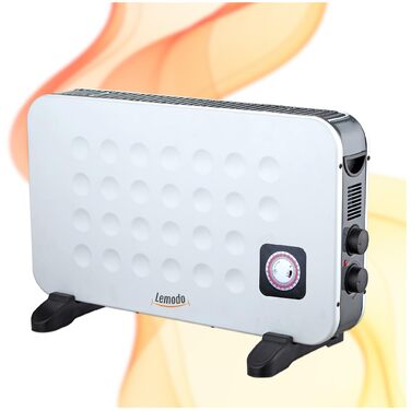 Портативний електричний обігрівач LEMODO - енергозберігаючий конвекторний обігрівач - електричний обігрівач з 2 рівнями потужності - безгазовий обігрівач - надійний електричний радіатор (1250 Вт / 2000 Вт) з таймером та функцією турбо