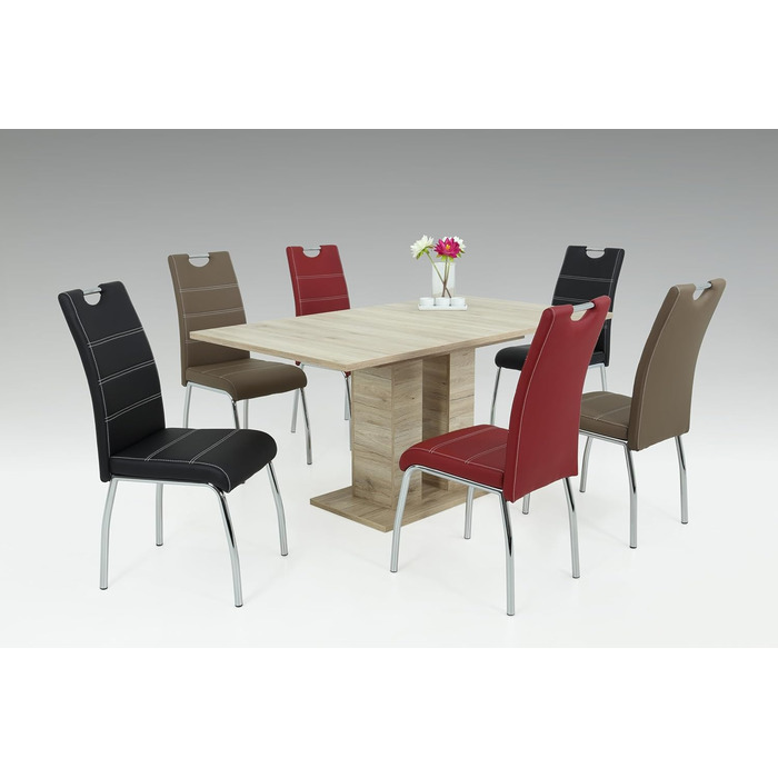 Столи Hela, комплект із 2 обідніх стільців Susi, чорна оббивка зі штучної шкіри, врізна ручка, хромований металевий каркас, 43 x 61 x 98 см, комплект із 2 шт., чорний