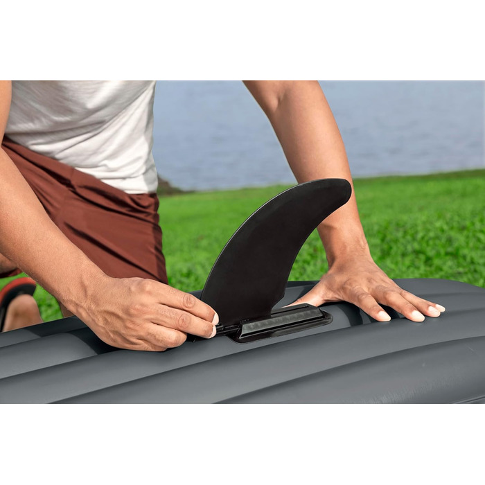 Каяк Bestway Hydro-Force Cove Champion X2 Надувний човен з ручним насосом, веслом, сидіннями, ластами та сумкою для зберігання Двомісний 331 x 88 x 45 см, синьо-сірий