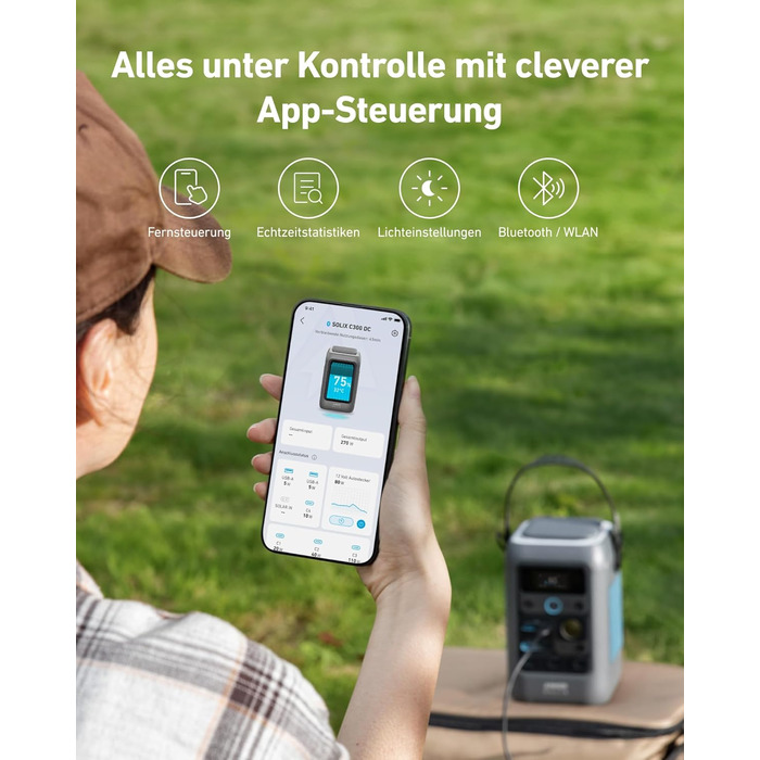 Зарядний пристрій постійного струму Anker SOLIX C300, акумулятор 288 Втгод для кількох пристроїв, акумулятор LiFePO4, сонячний генератор потужністю 300 Вт, для кемпінгу, активного відпочинку, подорожей, надзвичайних ситуацій (адаптер живлення не входить д