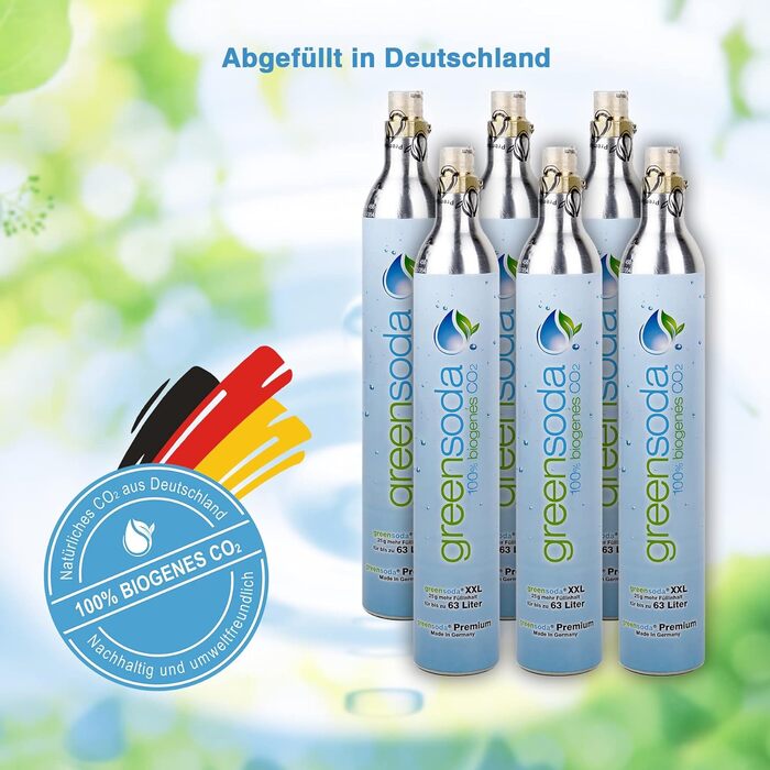 Зелена сода Преміальний універсальний содовий балон 425 г вуглекислого газу на 60 л (25 г додатково) Циліндр CO2 для виробника газованої води SodaStream НОВИЙ