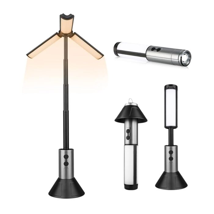 Ліхтар для кемпінгу, 3000 мАг, телескопічні кемпінгові ліхтарі з можливістю акумулятора, портативний складний кемпінговий ліхтар з гачком та ліхтариком для кемпінгу, походів, відключення електроенергії, надзвичайних ситуацій