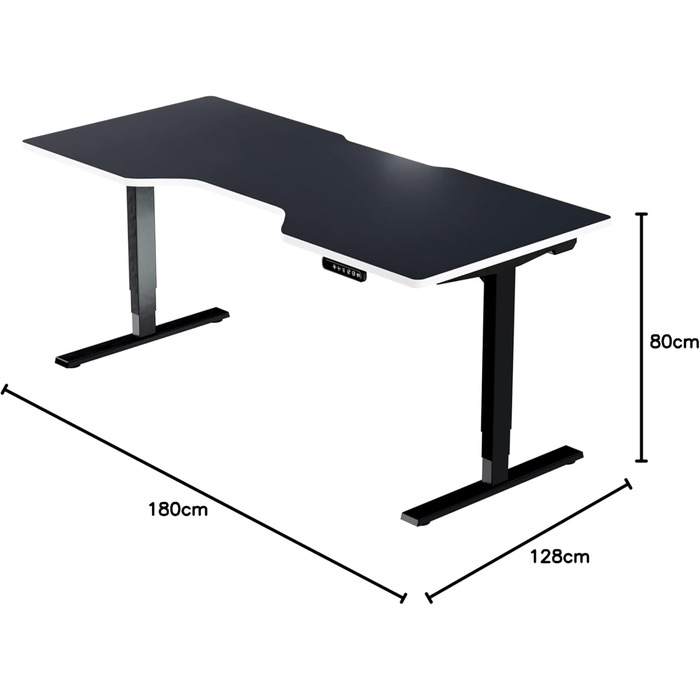 Темний ігровий стіл чорно-білого кольору - Стіл з електричним регулюванням висоти - Комп&39ютерний стіл - Ергономічний - Мінімалістичний - 180x80 см - Кабіна Чорно-білий 180x80 см - Кабіна