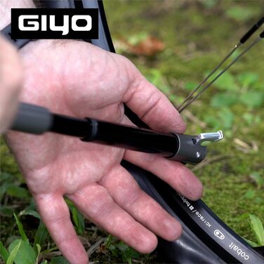 Велосипедний насос GIYO Super Micro, металевий, найменший насос, доступний з телескопічним насосом для гірського велосипеда (80 PSI), великий об&39єм, клапан Presta та Schrader, зроблено на Тайвані (GM-043LT)