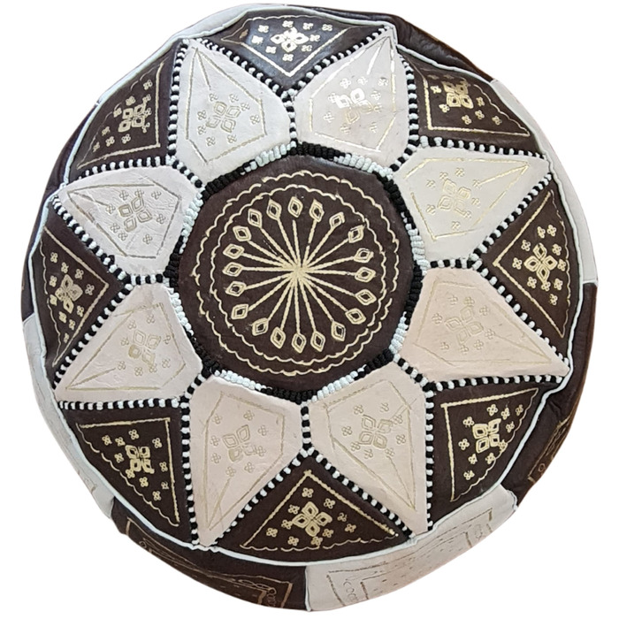 Пуф, ручної роботи з марокканської натуральної шкіри, зручна подушка на підлогу для дорослих, круглий пуф для сидіння 55x35 см, коричневий пуф для ніг, подушка сидіння (без наповнювача)