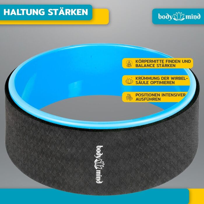 Колесо для йоги, фітнес-колесо для дхарми для асан та розтяжки спини ролик для йоги для розтяжки синього кольору