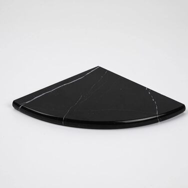 Кутова полиця Adolif Nero Marquina з чорного мармуру, чверть кругла, 100 натуральний мармур, полірований, 22,9 x 22,9 x 1,9 см, кутова полиця Nero Marquina з чорного мармуру для душової кабіни, декор, 1 лист 9'x9'x3/4 Чорний