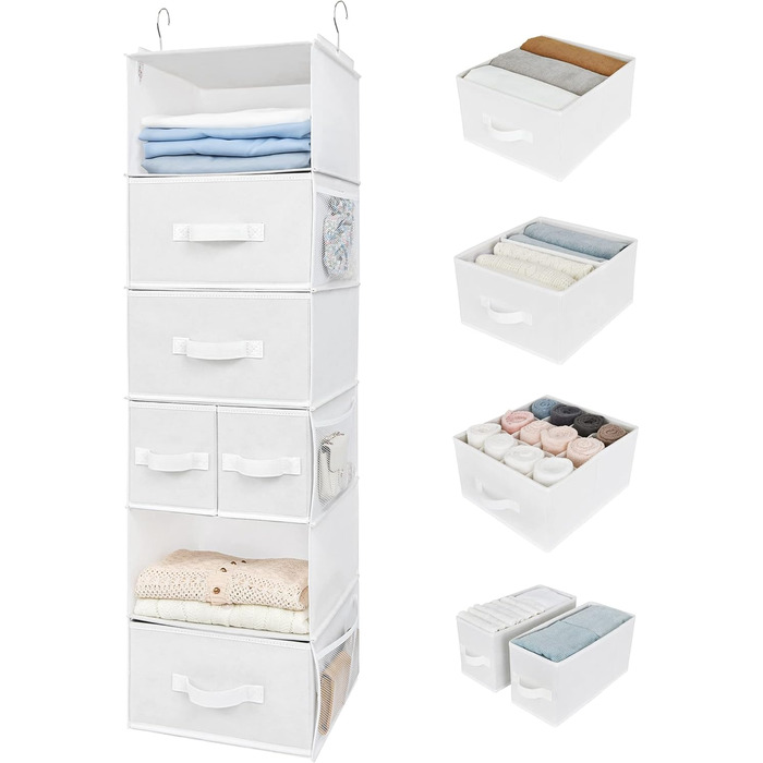 БАБУСЯ КАЖЕ набір тканинних коробок для зберігання та 6 складних підвісних полиць