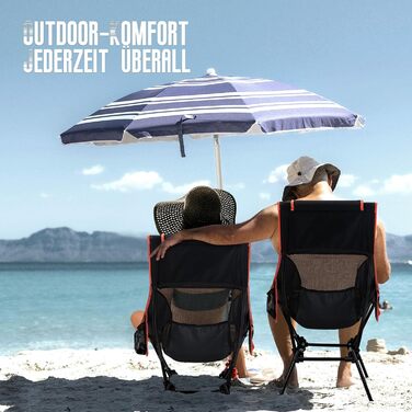 Складане кемпінгове крісло з високою спинкою, вантажопідйомність 150 кг, надлегке портативне складне крісло з підголівником та 2 боковими кишенями, компактне складне рибальське крісло з сумкою для перенесення для кемпінгу, пляжу, активного відпочинку та п