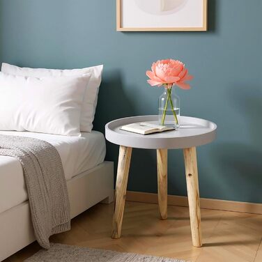 Декоративний дерев&39яний стіл Spetebo 36x30 см - Білий - Маленький бічний столик, журнальний столик, диван-столик