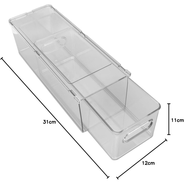 Штабелювана шухляда для зберігання, універсальне використання для ванної кімнати, спальні та офісу. Прозорий контейнер з кількома відділеннями для косметики, туалетного приладдя та іншого (3 літри).