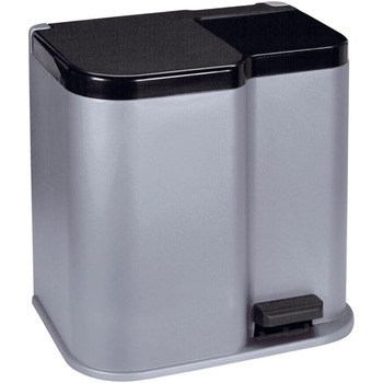 Вигнутий сміттєвий бак для роздільного сміття, сріблястий/темно-сірий, 30x40x40,5