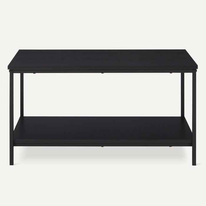 Журнальний столик Storeo Basics, прямокутний, чорний, 50,5 см x 80 см x 42 см Центральний стіл з нижньою полицею, сучасний стиль, чорний журнальний столик для вітальні