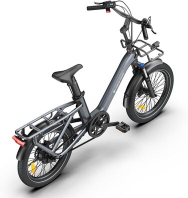 Електричний велосипед, двигун BAFANG, ремінний привід, перемикання двох режимів, електровелосипед 20 дюймів, 2/3 швидкості, жіночий/чоловічий електровелосипед сірого кольору Air One Pro (2 швидкості)