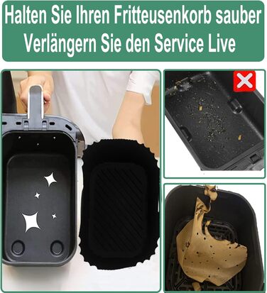 Аксесуари для подвійної фритюрниці Smlntbu двох розмірів для Philips 3000 Series 9L 6L/3L, Tefal EY9018 5.2/3.1L, Cecotec Cecofry DuoSize 9L 5.5/3.5L, 6 шт. Подвійні аксесуари з силіконовою формою для фритюрниці