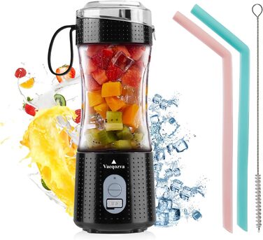 Маленький блендер Vaeqozva Smoothie Maker 350 мл, портативний блендер Smoothie Maker Mini Stand Mixer USB з 6 лопатями для соку, джему, коктейлю, смузі для спорту, подорожей на свіжому повітрі, чорний