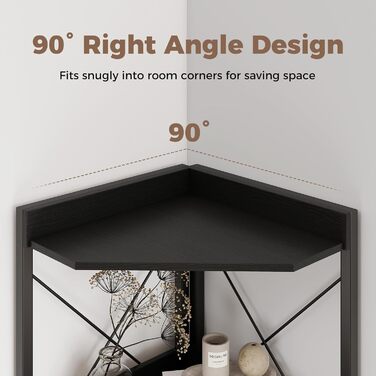 Кутова стелажна тумба GIANTEX з шафою та 6 полицями, кутова шафа заввишки 180 см з 5-ярусними регульованими полицями, окремостояча кутова вітрина з дверима, полиця для зберігання в індустріальному стилі (чорна)