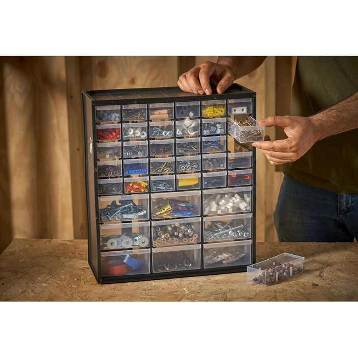 Ящик для зберігання Stanley (з 39 шухлядами, розміри 36,5 x 43,5 x 15,5 см, підходить для настінного кріплення) 1-93-981, різнокол