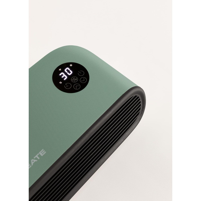 Настінне або підлогове опалення з Wi-Fi, шавлійно-зелений/Керування за допомогою застосунку, до 20 м, виявлення відкриття вікна, захист від нахилу, 3 режими, РК-дисплей, 2000 Вт