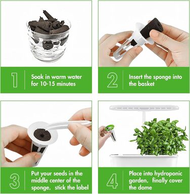 Губки для росту Rigute, 12, набір систем для гідропонного вирощування, включаючи 30 шт. Гідропонного кошика для посадки, 30 шт. Гідропонних ізольованих кришок, 30 шт. Губки для рослин, 30 шт. етикеток