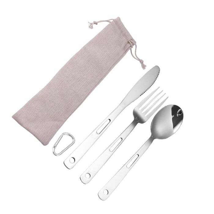 Набір столових приборів Healifty Travel Cutlery для кемпінгу з нержавіючої сталі з 5 предметів ніж, виделка, ложка та сумка - портативні столові прибори для пікніка, барбекю та походів на свіжому повітрі