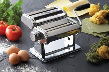 Ручна м'ясорубка-пастамашина Kitchen Craft Deluxe з нержавіючої сталі подвійне лезо, 9 налаштувань товщини, затискач для столу для лазаньї, равіолі, спагеті та тальятеле