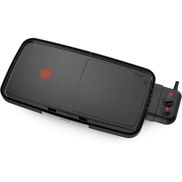 Гриль для барбекю Tefal CB6418 Зона підвищення потужності 2200 Вт Антипригарне покриття 6-рівневий термостат Піддон для крапель можна мити в посудомийній машині Термо-спот надзвичайно велика поверхня гриля Чорний