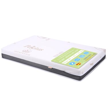 Міні-матрац PEKITAS для дитячих ліжок, 45 x 90 см, товщина 10 см, дихаючий, гібридний, двосторонній, двосторонній чохол, знімний, можна прати, жорсткий, захист від задухи, дитяче ліжечко