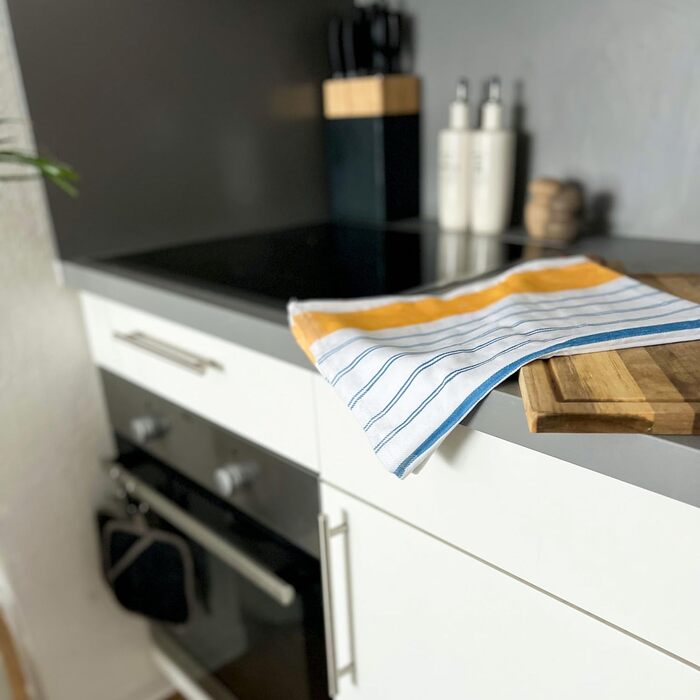 Набір з 5 чайних рушників, 50x70 см, бавовна, синій білий помаранчевий помаранчевий / бірюзовий 50 x 70 см