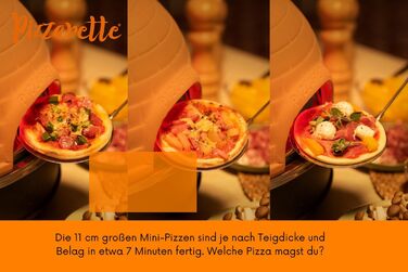 Піч для піци Emerio, PIZZARETTE оригінал, 1 теракотова глиняна витяжка ручної роботи, запатентована конструкція, для міні-піци, справжня сімейна розвага на 6 осіб, теракотовий помаранчевий / чорний, PO-115984