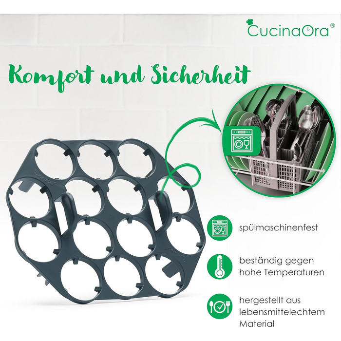 Тримач для яйцеварки CucinaOra eggFUSION - Аксесуари Thermomix tm6 - Тримач для яєць Thermomix до 14 яєць - Тримач для яєць для приготування їжі - Thermomix TM5 TM31 - Сумісний з кухонними аксесуарами MC Smart Connect