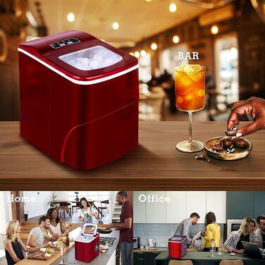 Машина для виробництва кубиків льоду, льодогенератор з функцією самоочищення, машини для виробництва кубиків льоду 12 кг/24 години, льодогенератор 2 розмірів, 9 кубиків льоду за 6 хвилин льодогенератор, тиха машина для виробництва кубиків льоду Подрібнени