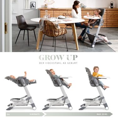 Дитячий стільчик для годування hauck Grow Up з функцією нахилу від народження - Дитячий стільчик зі столиком, на коліщатках, склад