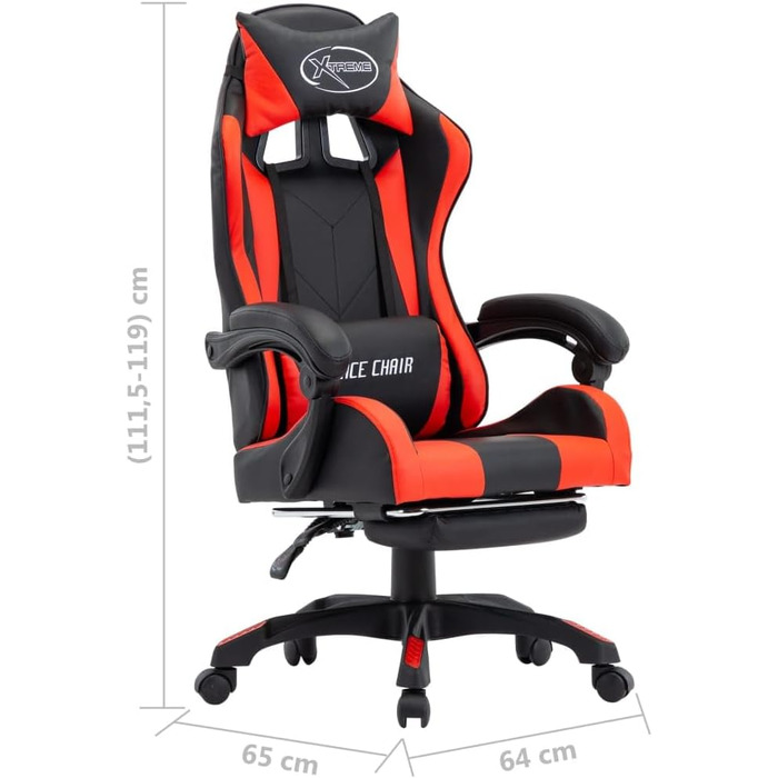 Ігрове крісло Hommdiy з підставкою для ніг, підголівником, поперековою подушкою, офісне крісло, обертове крісло, крісло керівника, письмове крісло, спортивне сидіння, гоночна шкіра, червоно-чорне, з підставкою для ніг