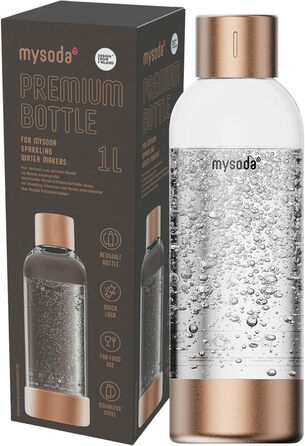 Високоякісна пляшка для води преміум-класу об'ємом 1 літр (багаторазова та без BPA) для виробника газованої води, кришка та основа виготовлені з нержавіючої сталі - Copper 1L Copper