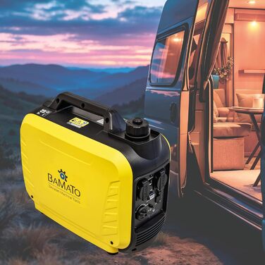 Інверторний генератор BAMATO BGE-2000I 2000 Вт Інверторна технологія 64,1 дБ(A) Дві розетки змінного струму 230 В та два USB-порти для швидкої зарядки 2,1 А