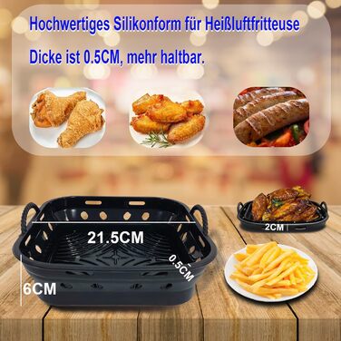 Мм потовщена силіконова форма для фритюрниці 5-7,5 л, силіконова форма для випічки фритюрниці 21,6 см, багаторазові аксесуари Силіконовий килимок Підводка для горщиків сумісна з Cosori, Tower, Air Fryer 21,6 см, 2 шт., 5